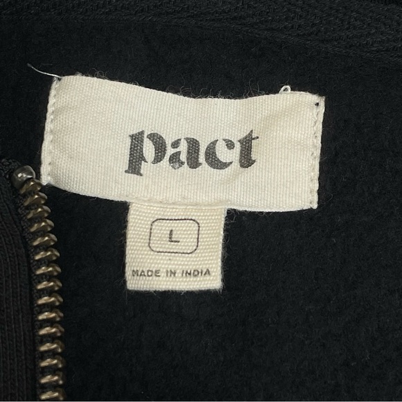 PACT Organic Women’s Black Zip Up Fleece Lined Hoodie Large - Picture 3 of 9